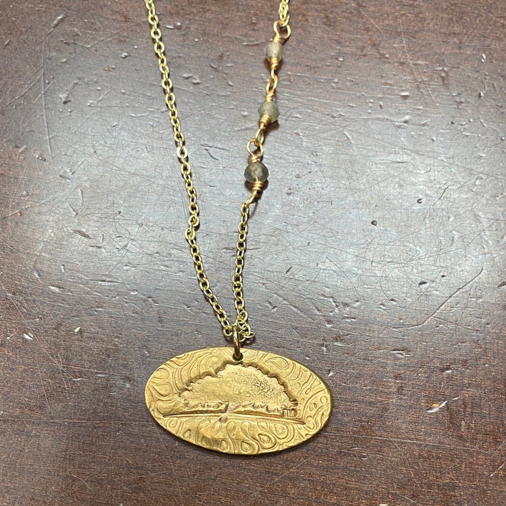Survivor Tree Oklahoma City Gold Pendant Necklace